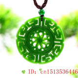 Jade Kaleidoscope Pendant Necklace Jewelry Amulet Natural Carved Double-sided