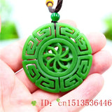 Jade Kaleidoscope Pendant Necklace Jewelry Amulet Natural Carved Double-sided