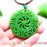 Jade Kaleidoscope Pendant Necklace Jewelry Amulet Natural Carved Double-sided