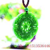 Jade Kaleidoscope Pendant Necklace Jewelry Amulet Natural Carved Double-sided