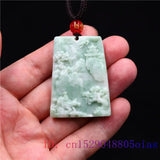 Jade Landscape Pendant Necklace Charm Carved Accessories Amulet Women Natural