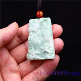 Jade Landscape Pendant Necklace Charm Carved Accessories Amulet Women Natural