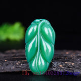 Green Chalcedony Jade Leaf Pendant Necklace Natural Charm
