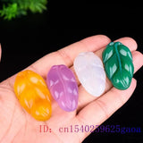 Jade Leaf Pendant Green Charm Jewelry Chalcedony Women Necklace