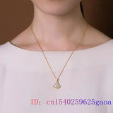 Jade Leaf Pendant 925 Silver Amulet Stone Necklace
