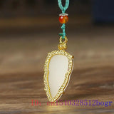 Jade Leaf Pendant 925 Silver Chalcedony Necklace