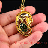 Jade Leopard Pendant 925 Silver Necklace Charm Women Hetian Jewelry