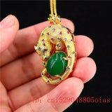 Jade Leopard Pendant 925 Silver Necklace Charm Women Hetian Jewelry