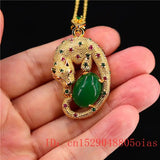 Jade Leopard Pendant 925 Silver Necklace Charm Women Hetian Jewelry