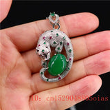 Jade Leopard Pendant 925 Silver Necklace Charm Women Hetian Jewelry