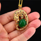 Jade Leopard Pendant 925 Silver Necklace Charm Women Hetian Jewelry