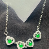 Jade Love Heart Pendant Necklace Charm 18K Plated Chain Dainty Gemstone