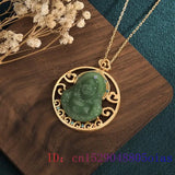 Jade Maitreya Pendant 925 Silver Charm Women Crystal Chalcedony Necklace