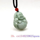Natural Green Jade Maitreya Pendant Necklace for Men