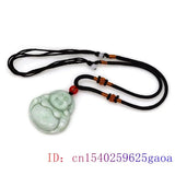 Natural Green Jade Maitreya Pendant Necklace for Men