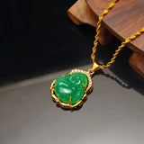 Women's Buddha Pendant Necklace 24K Gold Plated Vintage Collar Jewelry
