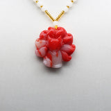 Red Jadeite Nine Tailed Fox Pendant Necklace Chinese Charm Jewelry
