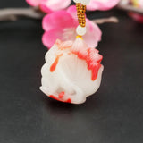 Red Jade Nine-tailed Fox Pendant Necklace Chinese Hand-Carved Charm