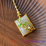 Jade Panda Necklace Pendant Choker 925 Silver Gift