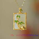 Jade Panda Necklace Pendant Choker 925 Silver Gift