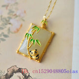 Jade Panda Necklace Pendant Choker 925 Silver Gift