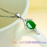 Jade Pendant Amulet 925 Silver Necklace Natural Hetian Women Chinese Chalcedony