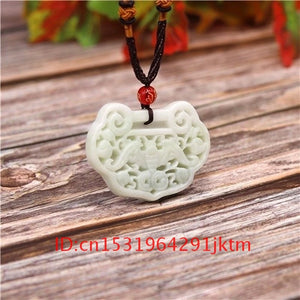 Jade Pendant Bat Necklace Jewelry Amulet Carved Double-sided for Charm