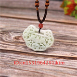 Jade Pendant Bat Necklace Jewelry Amulet Carved Double-sided for Charm