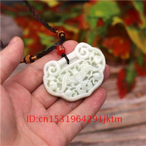 Jade Pendant Bat Necklace Jewelry Amulet Carved Double-sided for Charm