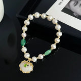 Jade Pendant Stone Bracelet with Pearl