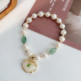 Jade Pendant Stone Bracelet with Pearl
