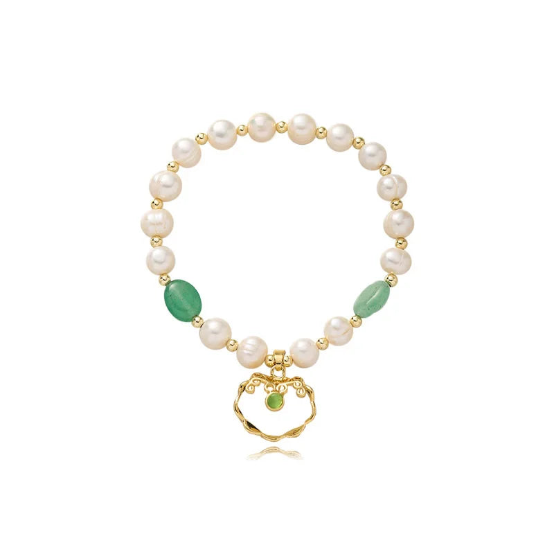 Jade Pendant Stone Bracelet with Pearl