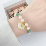 Jade Pendant Stone Bracelet with Pearl
