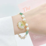 Jade Pendant Stone Bracelet with Pearl