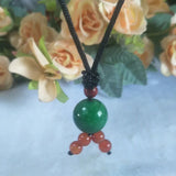 Green Beads Pendant Necklace Jewelry Lucky Auspicious Amulet Beads Pendant