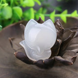 Natural Agate Chalcedony Fox Jade Pendant
