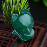 Natural Agate Chalcedony Fox Jade Pendant