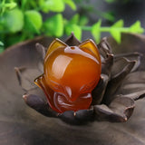 Natural Agate Chalcedony Fox Jade Pendant