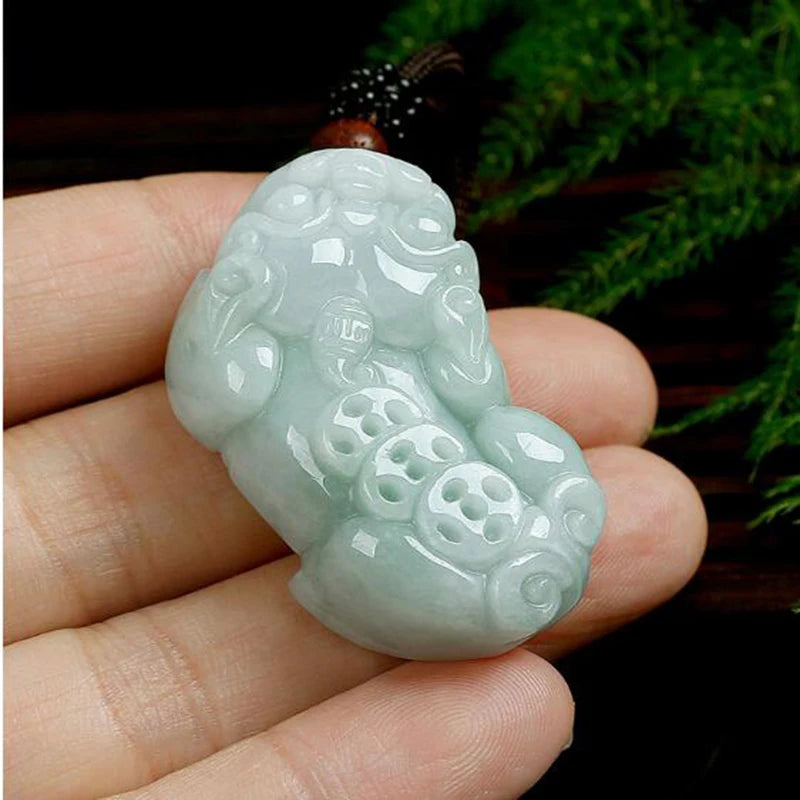 Natural Myanmar Jadeite Pixiu Jade Pendant Jewelry Lucky Amulet