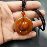 Red Agate Safety Buckle Pendant Fine Jewelry Chalcedony Necklace Pendant