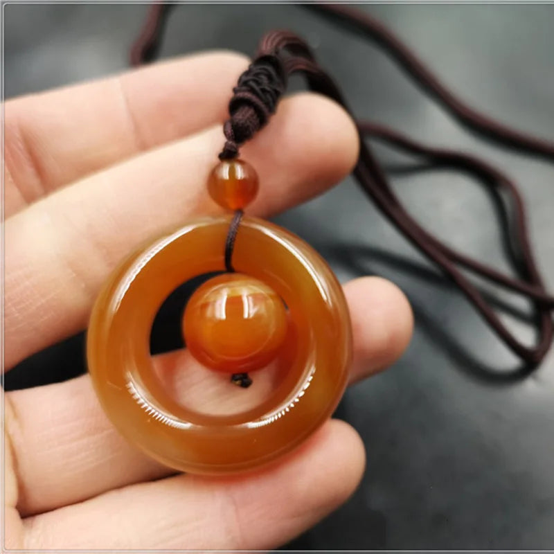Red Agate Safety Buckle Pendant Fine Jewelry Chalcedony Necklace Pendant