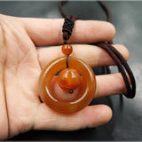 Red Agate Safety Buckle Pendant Fine Jewelry Chalcedony Necklace Pendant