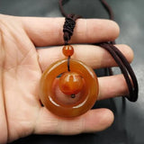 Red Agate Safety Buckle Pendant Fine Jewelry Chalcedony Necklace Pendant