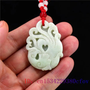 Jade Phoenix Pendant Necklace Chinese Amulet Jewelry Charm