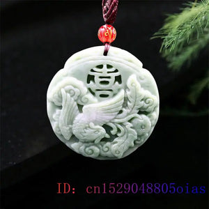 Jade Phoenix Pendant Necklace Chinese Women Charm Natural Jewelry