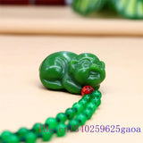 Jade Pig Pendant Chinese Carved Gemstones Necklace Vintage Jewelry Green