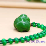 Jade Pig Pendant Chinese Carved Gemstones Necklace Vintage Jewelry Green