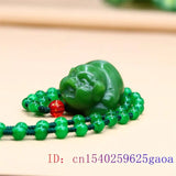 Jade Pig Pendant Chinese Carved Gemstones Necklace Vintage Jewelry Green