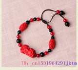 Red Cinnabar Pixiu Bracelet 925 Silver Amulet