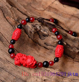 Red Cinnabar Pixiu Bracelet 925 Silver Amulet